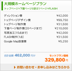 ■大規模ホームページプラン
トップページ＋下層ページの計21ページ＋FLASH